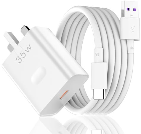 35W USB Plug SuperCharge Power Adapter for Honor X6b 200 400 Lite, USB Fast Charger Plug w/5A Supercharge Charging Cable 1M,Wall Charger UK Fast Charing for Honor Magic6 Lite X6c 200 90 Smart Pad X9 9
