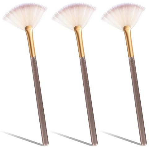 3 Stück Fächer Pinsel Makeup Bürsten, Fächerpinsel Kosmetik, Fächerpinsel Make up Maskenpinsel Gesicht, Fächermaskenpinsel Fächer Pinsel Make up Zubehör, Weiche Gesichtspinsel Applikator für Makeup