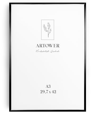 Artower® Bilderrahmen Schwarz Metall Dünner Rahmen für DIN A3 29,7 x 42 cm | Posterrahmen Groß für Collage | Picture Frame Metal 30x42 cm | Aluminium Schmal Bilderrahmen | Black Poster Rahmen