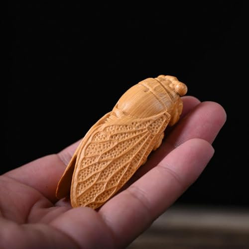 ADAOQIN Figura de Madera de boj Tallada, Adorno de cigarra, artesanía de Madera, decoración del hogar, colección de Regalos, Recuerdos