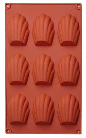 Silicone Mold, Pan, Baking Tray, Nonstick Heat-Resistant, 9 Cavity Design, Easy to Clean, Ideal for Cookies, Cakes, Chocolates, 11.42x6.69 Inches, Dark Red Color, 1 Piece
