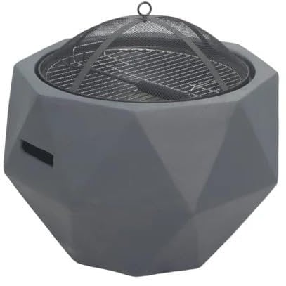 Feuertonne, Feuerschale, Grill, Feuerschale Steinoptik, Design Feuerstelle (Eckiges Kugel-Design)