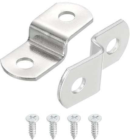 sourcing map 50 Pcs 1/4 Offset Canvas Clips, Picture Framing Mirror Clips Z Shape Canvas Painting Mounting Clips with 2 Mounting Hole with Screws, Silver