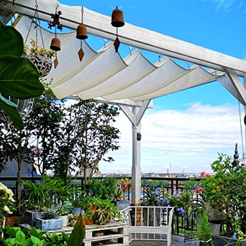 GXXINGIN Voile d'ombrage Amovible - Pergola rétractable d'extérieur, Toile de Remplacement, Store de Jardin imperméable, Bloque 95% des UV, Filet d'ombrage avec kit de Montage, Blanc, 0,8 x 4 m (2,6