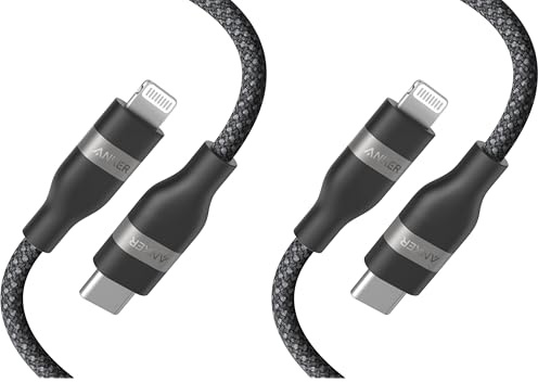 Anker USB C to Lightning Cable, Upcycled-Braided USB-C to Lightning Cord, Ultra-Fast Charging Cable for iPhone 14/13/12/11 Series and More (3ft) (Pack of 2)