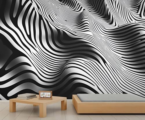 HYGIUID Wandbild, abstrakte Geometrie, schwarz-weiße Linien, Op Art, Wandbild, HD-Kunst-Dekor, Foto, Wohnzimmer, Sofa, TV-Hintergrund, personalisiertes Poster (nicht selbstklebend)