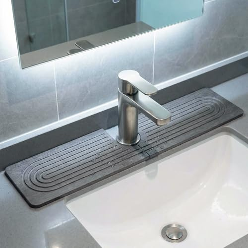 Alfombrilla para Grifo para Fregadero Cocina,40x10cm Diatomita Cocina Alfombrilla Drenaje para Fregadero, Piedra Diatomita Cocina Almohadilla Salpicaduras Piedra Tierra Diatomeas, para Cocina, Baño