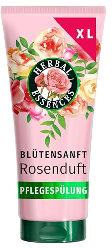 Herbal Essences Blütensanft Pflegespülung mit Rosenduft 350ml | von Stumpfem Haar zu Seidig Glänzendem Haare, mit Rosenessenz, Inhaltsstoffe Natürlichen Ursprungs, Vegan, ohne Silikone