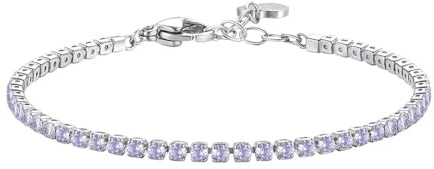 Luca Barra Bracciale Donna in Acciaio, Tennis con Zirconi Viola, Modello BK2875