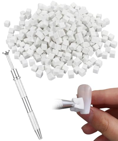 CATZUM 200 Spugne per Nail Art, Accessori per Nail Art, Pennello Ombre, con 1PCS Pinza Pennello per Sponge, Applicatore Fai Da Te(Bianco)
