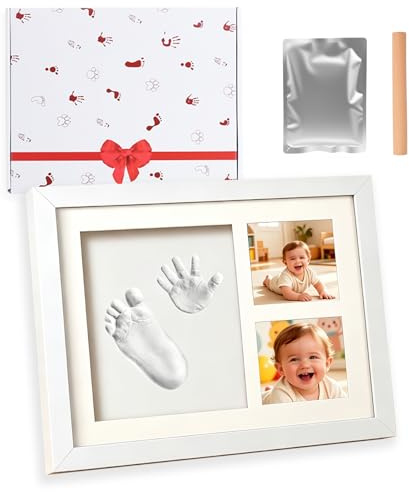 Cyanslen Baby Handprint and Footprint Kit Clay, Baby Photo Frame Hand and Footprint Kit, Personalized Newborn Keepsake & Gift Set for Boys and Girls, Memory Picture Frames for Registry, Nursery Decor