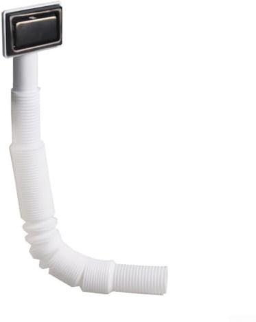 Tubo di troppopieno quadrato in acciaio inossidabile per lavello, scarico laterale grigio con guarnizione anti-perdite, tubo di prolunga regolabile da 230 a 530 mm, per cucina e bagno