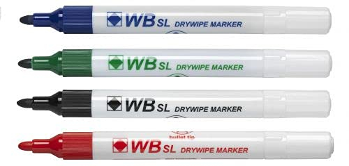 Hainenko 8710MIXED WB SL Bullet Tip Dry Wipe Marker, Assorted Colours (Pack of 10)