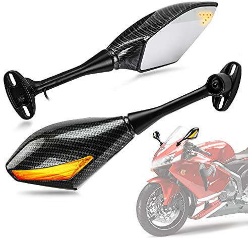PSLER LED Blinkleuchte Rückspiegel für die meisten Sportmotorrad (Carbon)