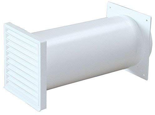 Abluft Mauerkasten weiss Ø 150 mm Teleskop Rundrohr 22 bis 48 cm Rückstauklappe *528394
