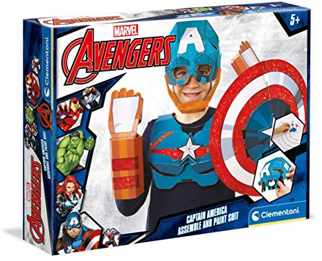 Clementoni 18610 Kreativspiele – Captain America Maske, farbenfrohes Bastelset, Kinderkostüm im Marvel Superhelden Stil mit Zubehör aus Pappe, für Kinder ab 5 Jahren