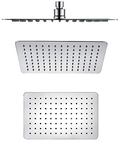 Soffione Doccia Rettangolare Acciaio Inox 2 Mm Spessore Effetto Pioggia Varie Misure Bagno
