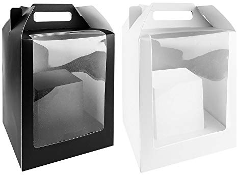 Ideen mit Herz Geschenkboxen mit Folien-Sichtfenster | 31cm x 19cm x 19cm | 360g/m² | 2 Stück | 1x weiß, 1x schwarz