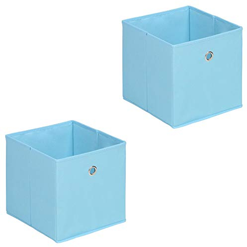 IDIMEX Stoffbox ELA, praktische Faltbox im 2er Pack, schöne Aufbewahrungsbox faltbar, einfacher Einschubkorb in hellblau