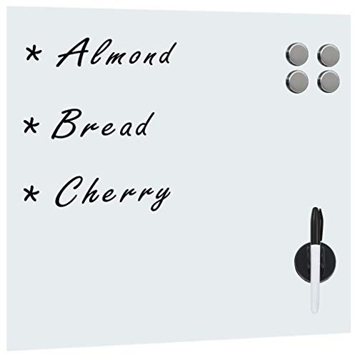 Tidyard Tableau Blanc Magnétique Mural Verre 60x60 cm avec Tableau Effaçable à Sec et Essuie-Glace et Stylo Blanc et Aimant