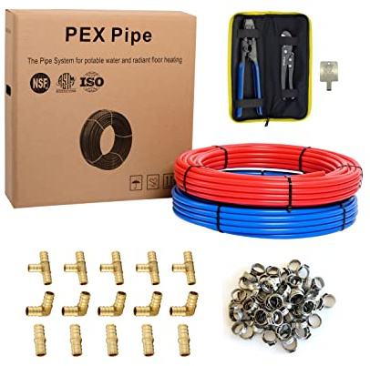 (All in One) EFIELD 2 Rollen x 30,5 m (200 Ft) 1/2 Zoll Pex-b Rohr/Rohr, Fitting, Crimpklemmen, Cinch-Klemmen, Cutter-Kombi-Kit