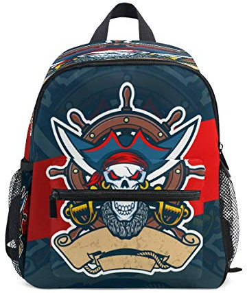 Piraten Schädel Schwert Kleinkind Rucksack Kinder Leichtgewicht Büchertasche Vorschule Schülerrucksack für 2-7 Jahre die Reise Mädchen Jungs