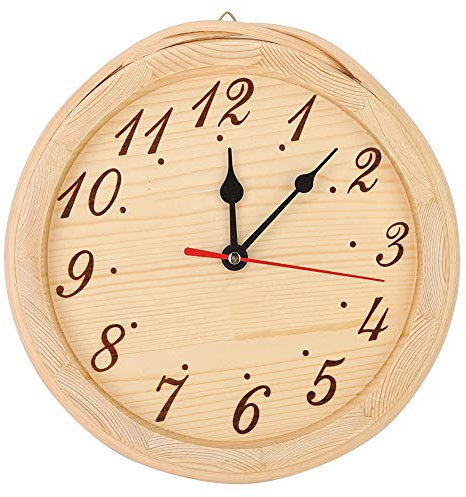 Weikeya Reloj de Madera para Sauna Natural Madera Sauna Reloj Pared Reloj con Arábica Numerales por Sauna Habitación Casa Cuarto Usar