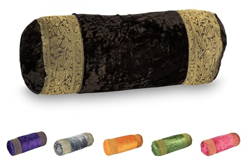 Aga's Own Nackenrolle – Memory Foam Kissen – Ergonomisch gestaltet für Kopf, Nacken, Rücken – Hypoallergenes Kissen – Gefüllt mit Baumwolle – Unterstützung zum Schlafen (Samt, Schwarz)