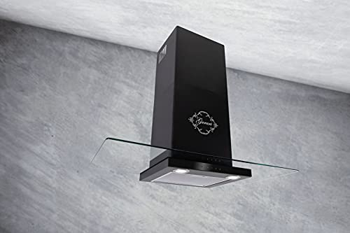 GURARI Wandhaube GCH T 466 60 BL PRIME, Dunstabzugshaube 60 cm 1000m³/h Wandhaube in schwarz mit Glas, EEK A, TouchControl