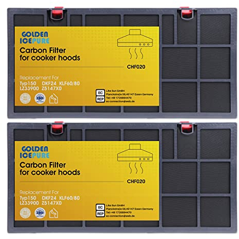GOLDEN ICEPURE Aktivkohlefilter Dunstabzugshaube Kompatibel mit AEG/Juno/auch Bosch/Siemens Typ150 DKF24/KLF60/80 Neff 460450,2 Stück