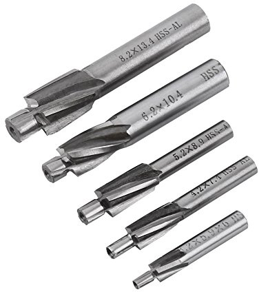 Juego de 5 brocas avellanadas, 4 flautas, cortador de molino de extremo recto HSS avellanado ranura fresadora M3-M8 para cobre y aluminio fundido hierro
