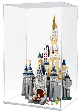 Nynelly 79 cm Tall Acrylic Display Case for Lego Disney Castle 71040 for Lego Display Case for Models Figures Dolls Assemble Dustproof Thickened Clear Display Box Display Cabinet(White)