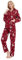 GLOBAL Schlafanzüge Damen Flanell | Baumwolle Damen Pyjama Set | Zweiteiliger Nachtwäsche Damen Pjs Set Lang | Knopfleiste vorne und Kordelzug |Weihnachts Rotes Plaid XL