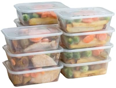 Sabco Transparente Kunststoff-Mikrowellen-Behälter mit Deckel, 500 ml, ideal für Imbissbuden und Restaurants, BPA-frei, gefriergeeignet und mikrowellengeeignet, 50 Stück