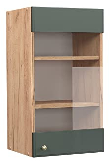 Vicco Küchenglasschrank Fame-Line, Grün-Gold Landhaus/Goldkraft Eiche, 40 cm