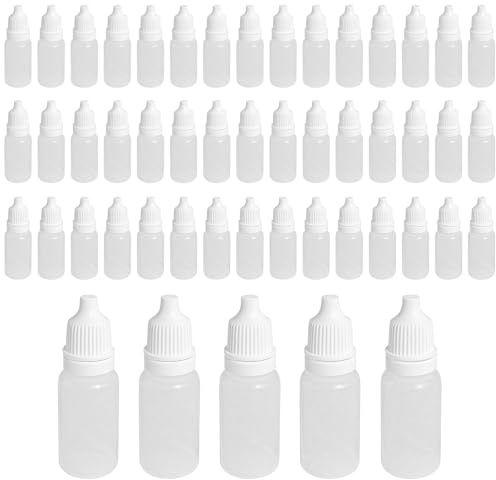 Bamboopack Leere, transparente Kunststoff-Tropfflaschen, nachfüllbar, für Augentropfen, Ohrentropfen, ätherische Öle, 20 ml, 50 Stück