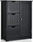 COSTWAY Bathroom Floor Cabinet, Wooden Free Standing Storage Cupboard with 3/4 Drawers, Adjustable Shelf and Door, Home Kitchen Living Room Hallway Organiser Unit (Black, 3 Drawers)