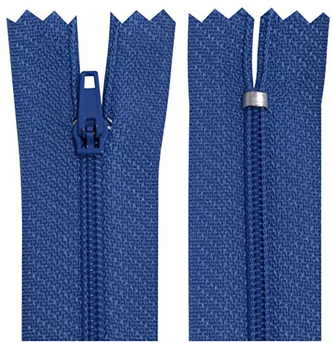 Aerzetix - C63435 - Set di 10 Cerniere Lampo a Spirale N°3 Non separabile 35cm in Nylon - cursore autobloccante in Metallo - Colore Blu - Abbigliamento Cucito Pantaloni merceria