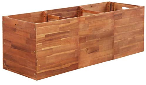 Keketa Hochbeet für den Garten, Hochbeet, für den Außenbereich, für den Balkon, Hochbeet, Blumenkasten aus Akazienholz, 150 x 50 x 50 cm