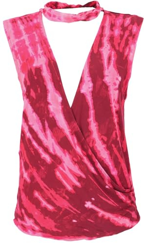 GURU SHOP Batik Hippie - Maglietta con collare, da donna, blu, sintetico, taglia: 40, Colore: rosa., 46
