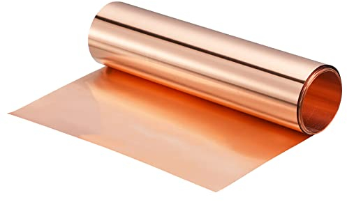 sourcing map Copper Sheet Roll 3500mm x 200mm x 0.05mm, 99.9% Pure Copper Strip 8 x 11.5ft 24 Gauge Copper Flashing Metal Foil Plate for Electricity DIY Projects (Multiple Sizes)