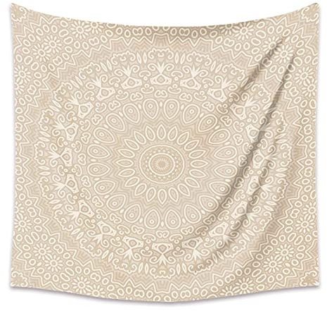 Wandteppich Beige Mandala Wandtuch Art Wall Wandteppich Aesthetic for Bedroom Living Room Tapestry Wand Teppiche Wall Home Decor Wandbehang (200x150cm)