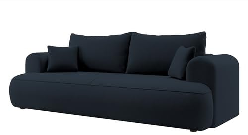 Selsey Sofa Schlafsofa Couch Mit Stauraum Schlaffunktion 3 Sitzer Pflegeleicht Polyurethanschaum Veloursoptik Dunkelblau OVO