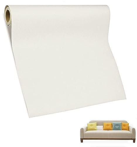 Patch Pelle Adesiva, 60 x 137cm, Ecopelle Adesiva per Riparazioni, Pellicola Autoadesiva in PU Pelle per Divani (Bianco Latte)