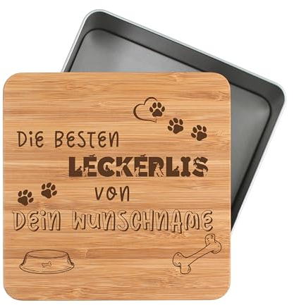 Leckerlidose personalisiert mit Namen aus Metall für Hunde oder Katzen Aufbewahrungsdose 1450ml für Hundesnacks oder Katzensnacks Geschenkidee für Tierliebhaber L03