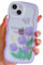 UICEAM Compatible with iPhone 12 Mini Case Clear with Floral Butterfly Design for Women Girls,Aesthetic Cute Wavy Flowers Soft Shockproof Phone Cover for iPhone 12 Mini (Tulip/Purple)