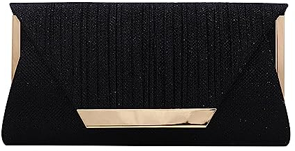 Diabetiker Taschen Glitzer-Clutch-Geldbörsen für Damen, Abendtaschen, Umschlagtaschen, formelle Handtaschen, Hochzeit, Party, Abschlussball Zirkeltraining Taschen Herren (Black, One Size)