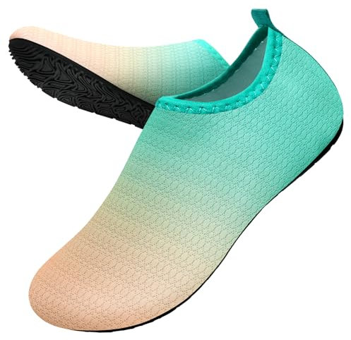 WateLves Badeschuhe Herren Damen Wasserschuhe Strandschuhe Schwimmschuhe Aquaschuhe Schnell Trocknend Barfußschuhe Breathable Surfschuhe Unisex Beach Pool Yoga(Farbverlauf Grün 36/37)