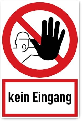Aufkleber: 300x200 mm, 1 Stück - Kein Eingang - Verbotszeichen mit Text (deutsch) (rot/weiß) - hochkant - D-P006 - DIN EN ISO 7010 / ASR A1.3