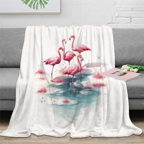 3D Drucken Blanket Flamingo Wohndecke Microfaser Bequem Und Atmungsaktiv Superweiche Decke Weich Und Warme Camping Für Erwachsene Kinder 40x50inch(100x130cm)